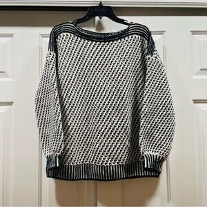Lou & Grey Black and White Sweater with Puff Sleeves Size M